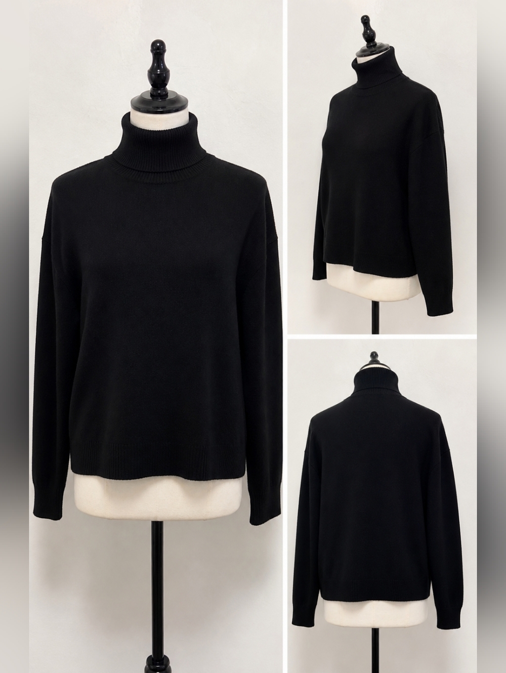ZARA Black Turtleneck Sweater Knit Pullover Size M Minimalist